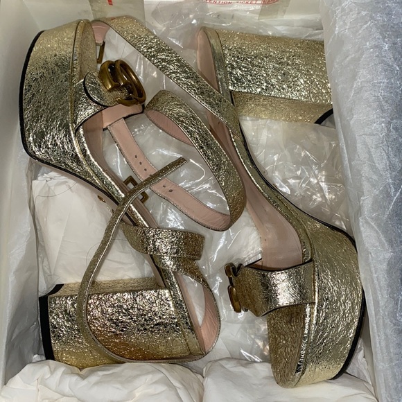 gucci marmont gold platform heels - Picture 1 of 7